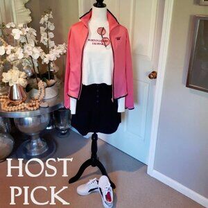 EUC Reebok vibrant pink & black trim activewear lightweight jacket, M